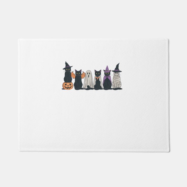 Funny Halloween Ghost Cat Spooky Black Cat Lover   Doormat (Front)