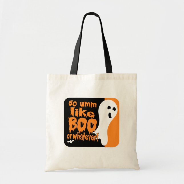 Funny Halloween Ghost Character Whatever Slogan Tote Bag (Front)