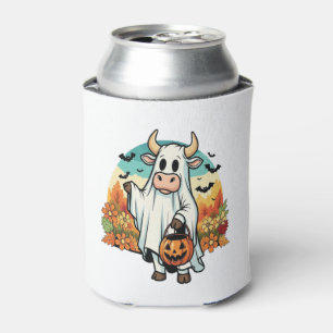 Funny Halloween Ghost Cow Can Cooler