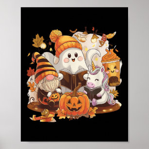 Funny Halloween Ghost Gnome Unicorn Fall Kids Poster