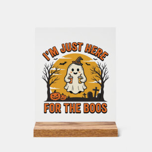 Funny Halloween Ghost Here for the Boos Vintage De Acrylic Sign