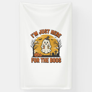 Funny Halloween Ghost Here for the Boos Vintage De Banner