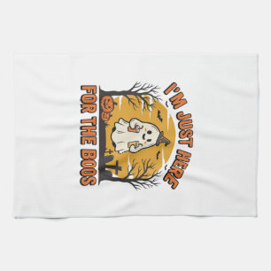 Funny Halloween Ghost Here for the Boos Vintage De Kitchen Towel