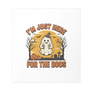 Funny Halloween Ghost Here for the Boos Vintage De Notepad