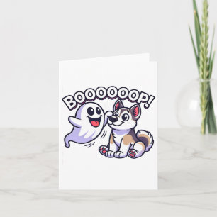 Funny Halloween Ghost Husky Dog Boop Silly Puppy H Card