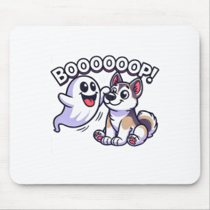 Funny Halloween Ghost Husky Dog Boop Silly Puppy H Mouse Pad