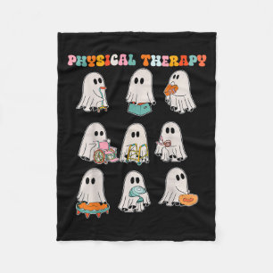 Funny Halloween Ghost Physical Therapy Pt Physical Fleece Blanket