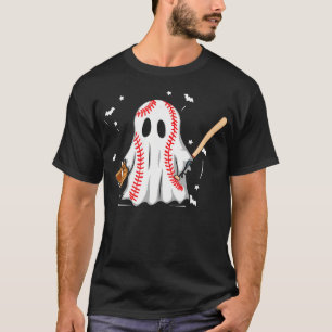 Funny Halloween Ghost Playing Baseball Costume T-Shirt