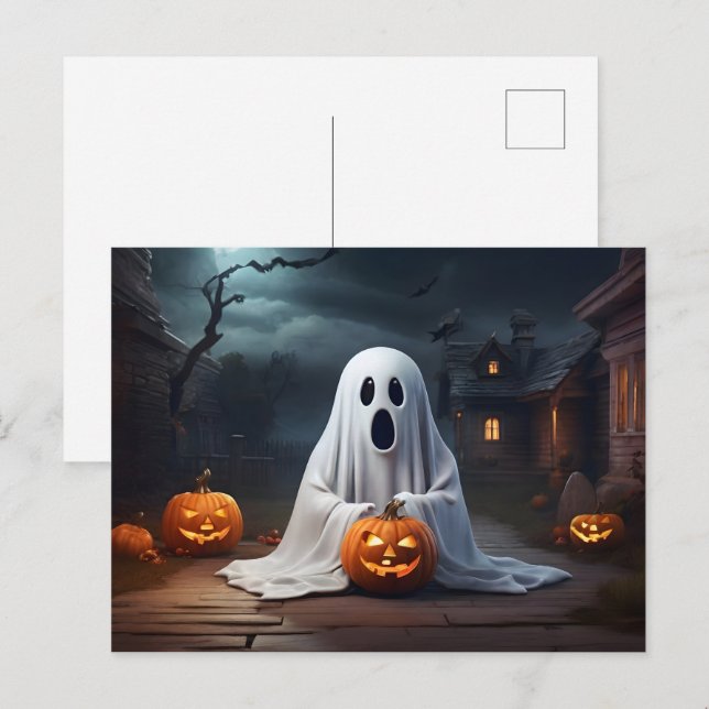 Funny Halloween ghost Postcard (Front/Back)