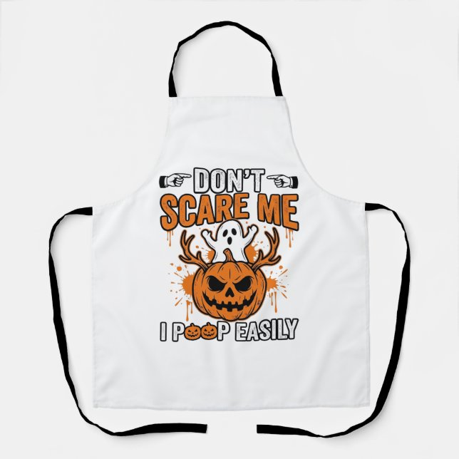 Funny Halloween Ghost Pumpkin Quote Vector Design_ Apron (Front)