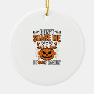 Funny Halloween Ghost Pumpkin Quote Vector Design_ Ceramic Ornament