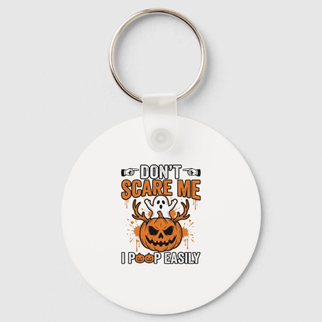 Funny Halloween Ghost Pumpkin Quote Vector Design_ Keychain (Front)