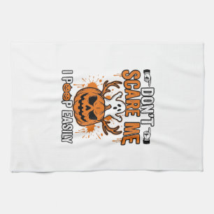 Funny Halloween Ghost Pumpkin Quote Vector Design_ Kitchen Towel