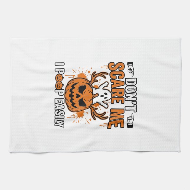 Funny Halloween Ghost Pumpkin Quote Vector Design_ Kitchen Towel (Horizontal)