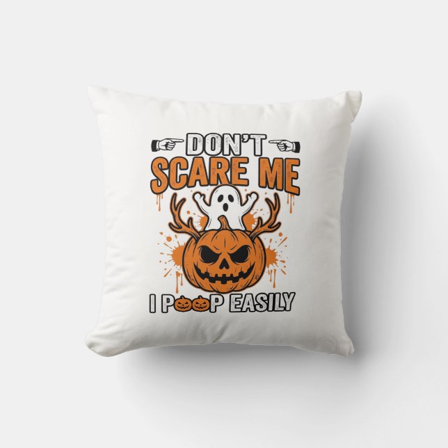Funny Halloween Ghost Pumpkin Quote Vector Design_ Throw Pillow (Front)