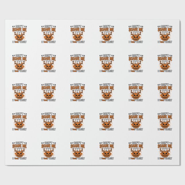 Funny Halloween Ghost Pumpkin Quote Vector Design_ Wrapping Paper (Flat)