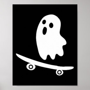 Funny Halloween Ghost Skateboard Lazy Costume Skat Poster
