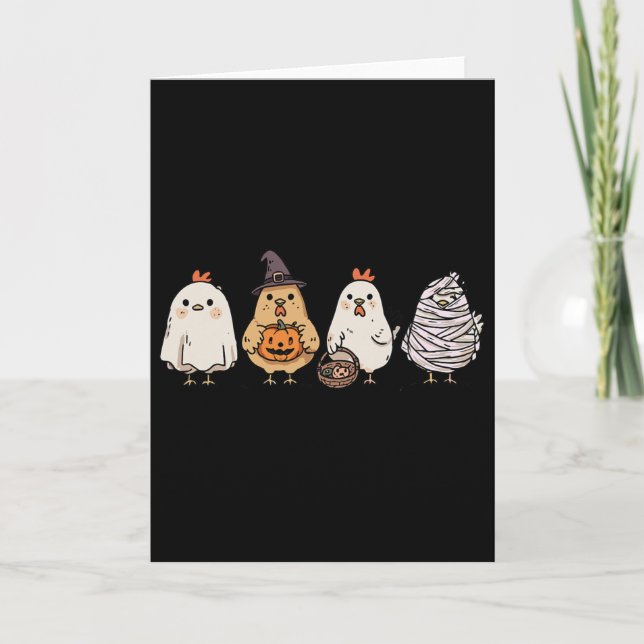 Funny Halloween Ghost Spooky Chickens Ghost Chicke Card (Front)