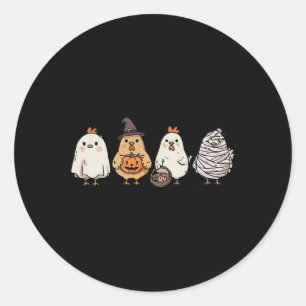 Funny Halloween Ghost Spooky Chickens Ghost Chicke Classic Round Sticker