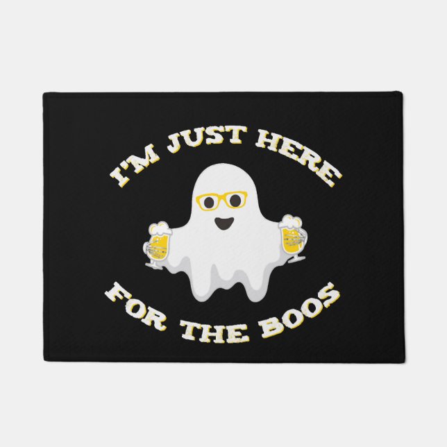 Funny Halloween Ghost with Beer Doormat (Front)