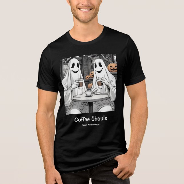 Funny Halloween Ghosts Coffee Tshirt (Front)