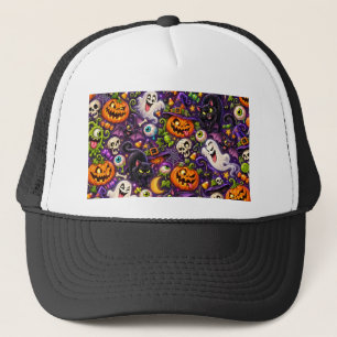 Funny Halloween Ghosts Pumpkins and Black Cats Trucker Hat