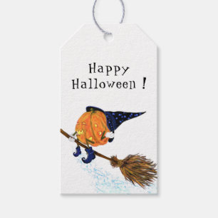 Funny Halloween Gift Tags Witch Pumpkin