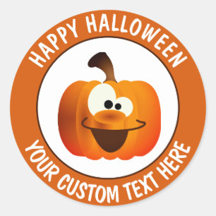 Funny Halloween Glowing Pumpkin Classic Round Sticker