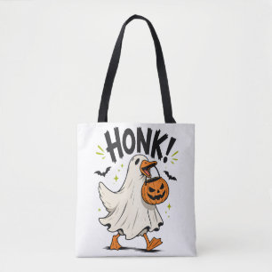 Funny Halloween Goose Ghost Tote Bag