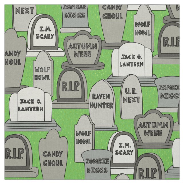 Funny Halloween Gravestones Fabric (Swatch)