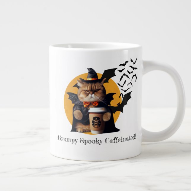  Funny Halloween "Grumpy, Spooky, Caffeinated!"  Large Coffee Mug (Right)