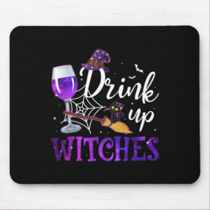 Funny Halloween Hat Drink Up Witches Funny Drink U Mouse Pad