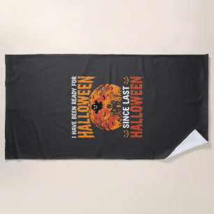Funny Halloween Haunted House Ghost Moon Design Beach Towel