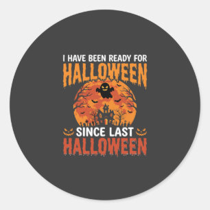 Funny Halloween Haunted House Ghost Moon Design Classic Round Sticker