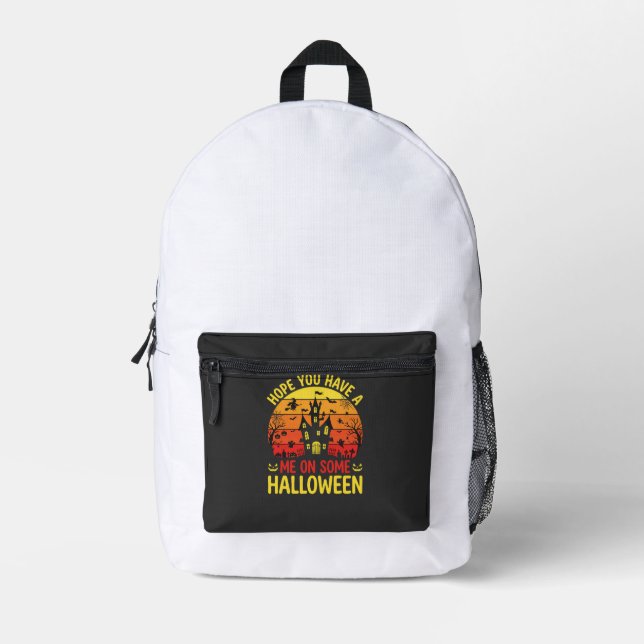 Funny Halloween Haunted House Me On Some Design Printed Backpack (Front)
