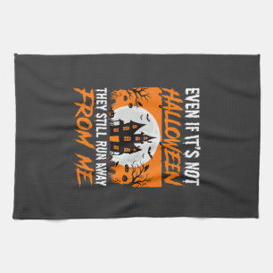Funny Halloween Haunted House Quote Graphic Kitchen Towel