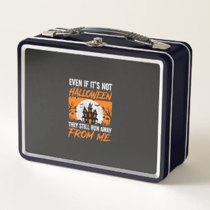 Funny Halloween Haunted House Quote Graphic Metal Lunch Box