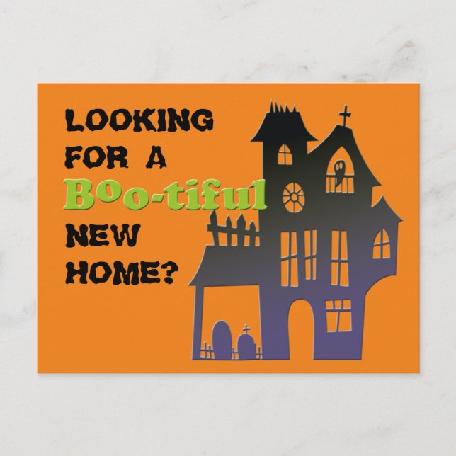 Funny Halloween Haunted House Real Estate Holiday Postcard (Front)