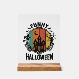 Funny Halloween Haunted House Vintage Vector Desig Acrylic Sign