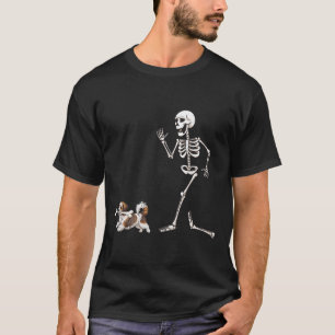 Funny Halloween Havanese And Skeleton  T-Shirt