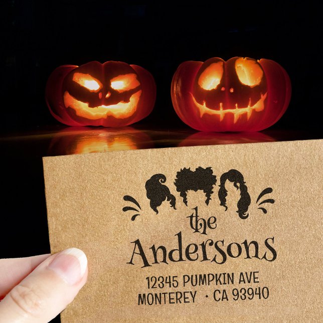 Funny Halloween Hocus Pocus Sisters Return Address Rubber Stamp (Creator Uploaded)