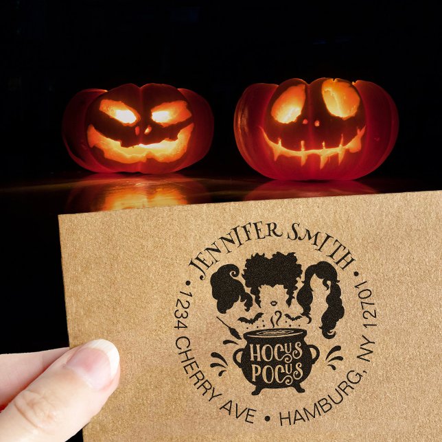 Funny Halloween Hocus Pocus Sisters Return Address Rubber Stamp (Creator Uploaded)