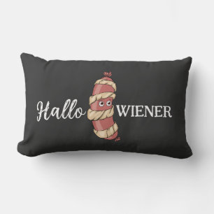 Funny Halloween Hotdog Mummy Hallowiener Pun Lumbar Pillow