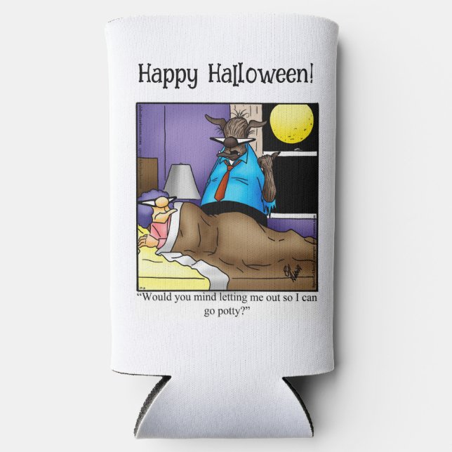 Funny Halloween Humour Can Cooler Gift (Front)