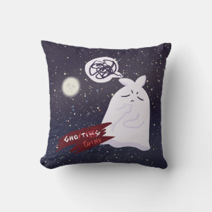 Funny Halloween Humour Overthinking Ghost Throw Pillow