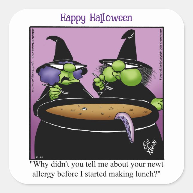 Funny Halloween Humour Square Stickers  (Front)