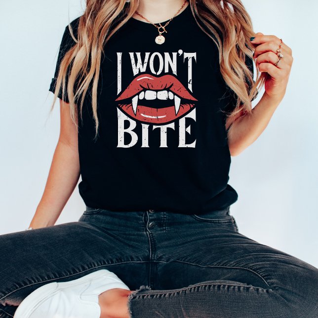 Funny Halloween I Won't Bite Vampire T-Shirt (Creator Uploaded)