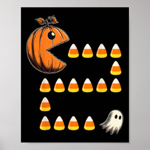Funny Halloween Jack O Lantern Pumpkin Eating Cand Poster