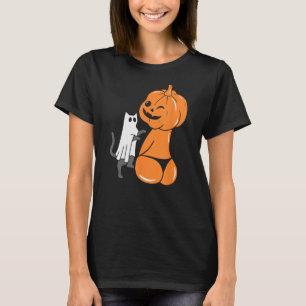 Funny Halloween Jack-O-Lantern Pumpkin in Bikini & T-Shirt
