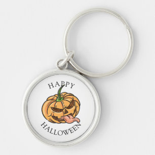 Funny Halloween Jack O Lantern Pumpkin Keychain